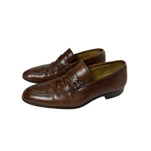 Magnanni Paseo Men Size 9M 13436 Brown Penny Leather Buckle Loafer Dress Shoes